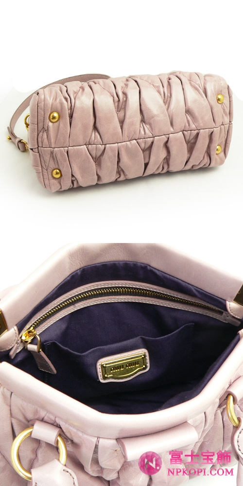 ミュウミュウ MIUMIU ハンドバッグ/ななめがけバッグ ショルダーストラップ付き 2WAY プリーツレザー チェリー（MUGHETTO）RN0670 MATELASSE LUX.